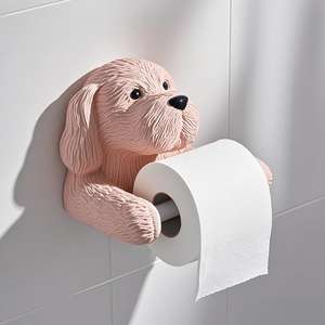 Wall Mounted <span class=keywords><strong>Dog</strong></span> Toilet Paper Holder - Cheeky Resina Canine Design com fácil substituição do rolo - Product Image 3