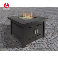 Table de foyer au gaz carrée GARDENSUN en acier inoxydable avec couvercle pour extérieur, jardin, camping, fabrication directe d'usine