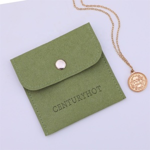 Pochette à bijoux en microfibre kaki PUPPYSEW avec insert pour collier, boucles d'oreilles, bague, sac d'emballage, pochette à bijoux en velours avec logo - Product Image 3