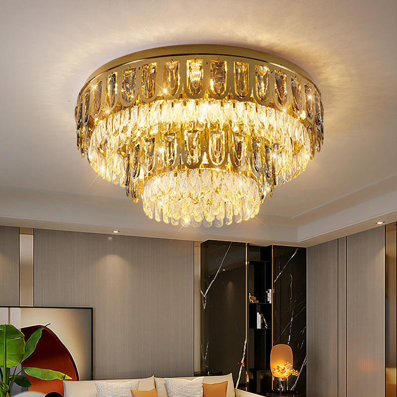 Luxury K9 Crystal Ceiling Lamp Metal LED Wedding Hotel Bedroom Lobby by Factory Nordic Ceiling Light Chandelier for Living Room