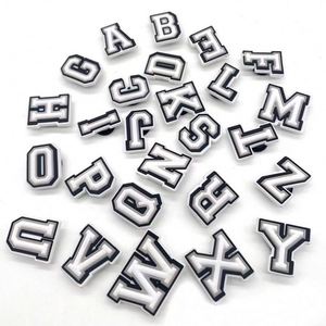 Breloques de Chaussures en PVC Noir et Blanc, Lettres et Chiffres, Alphabets A-Z, Caractères Script, Accessoires pour Chaussures Crocs - Product Image 1