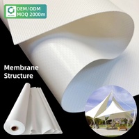 Membrana de PVDF Tensada para Arquitectura Moderna, Retardante de Llama, Impresa y Tejida, para Cocheras, 1100GSM, Tela de Vinilo PVC 1000D