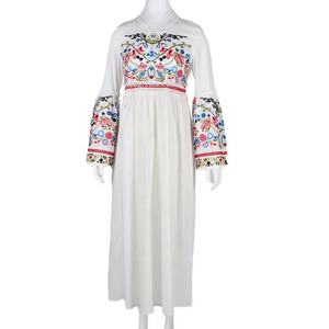 Vestido Largo de Moda Europea para Mujer, Bordado Floral, Elegante, con Mangas Acampanadas, Cintura Natural y Volantes - Product Image 1