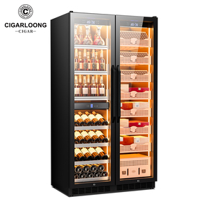 Humidor à cigares et vitrine à vin intégrée en bois de cèdre à double porte, avec compresseur 735c à double zone de température et Wi-Fi 735c 735c - Product Image 1