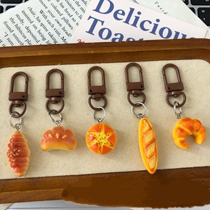 Porte-clés et breloque de sac en résine, réaliste, en forme de desserts 3D (pain, croissant, concha, pain mexicain) et de bougies Farine - Product Image 4