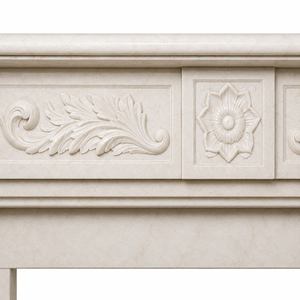 Traditional Marble <b>Fireplace</b> Mantel With Ornate Carving white Stone Indoor Wood Burning Hearth For Dining Room - Product Image 4