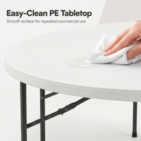 Table de réception pliable en plastique PE, ronde ou rectangulaire, pour événements et réunions, 1,2 m, 1,5 m, 1,8 m, pour hôtel, mariage, bureau, location hôtelière