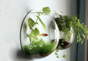 Akuarium Oval Gantung Dinding, Wadah Ikan Plastik Transparan 2.5L, Akuarium Meja Senyap untuk Ruang Tamu, Kamar Tidur, Dapur - Product Image 6