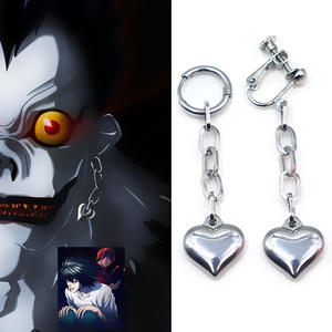 Orecchini a Cerchio in Acciaio Inox Non Forati con Pendente a Forma di Cuore Stile Death Note Ryuk, Gioielli <span class=keywords><strong>Anime</strong></span> - Product Image 2