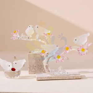 Adorno de pájaro con forma de rama de cristal, decoración para el hogar, regalo para parejas y amigos - Product Image 1
