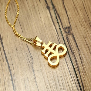 Collier pendentif croix <span class=keywords><strong>de</strong></span> Léviathan satanique en acier inoxydable personnalisé en gros YK, bijoux religieux - Product Image 3
