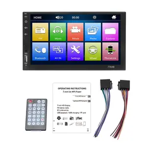 7764B 7 Inch Car Radio Auto Audio Stereo 2 Din BT Stereo Receiver Support Rear View Camera Steering Wheel Control