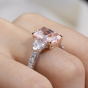 Anillo de oro blanco con diamante rosa cultivado en laboratorio Messi Jewelry MSR-201118K para mujer - Product Image 6