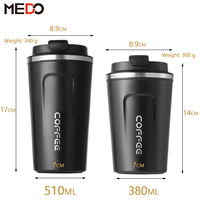 Gobelets isothermes à double paroi en acier inoxydable avec logo personnalisé, 380 ml et 510 ml, revêtement poudré, pour voiture, randonnée, café