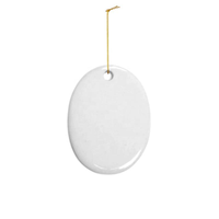 Vente flash - Décoration de Noël - Ornement ovale en céramique - Impression par transfert thermique - Pendentif blanc personnalisé