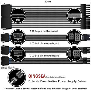 Kit di prolunga cavi PSU personalizzabile 18AWG 30cm con guaina Mod ATX EPS 8-Pin PCI-E in PVC grigio per computer, certificato ROHS, disponibile! - Product Image 5
