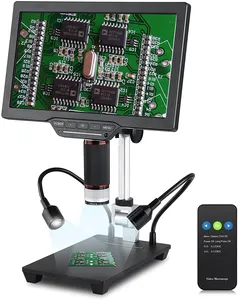 Mikroskop Digital LCD 10.1 Inci, Braket Tampilan Bisa Disesuaikan, Perbesaran 5X-1600X, Mikroskop Elektronik USB VMS101