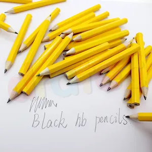 Cheap wholesale custom half size pencils wood kids pencil HB 2B 2H lead hexagonal round mini yellow pencils