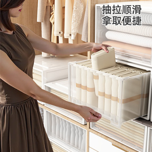 Clothing Organizer Drawer Style Transparent Plastic Storage Box Rectangle Covered Wardrobe Household Use - Product Image 3