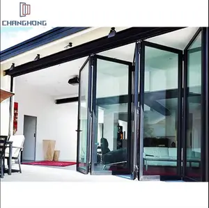 Interior Aluminum Double Glazed Folding Sky Soundproof Accordion Folding Glass Doors