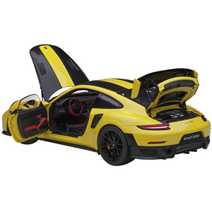 DCD Autoart 1/18 scala da corsa giallo per Porsche 911 (991.2) GT2 RS Weissach modello pacchetto auto strisce di carbonio Tuning esterno