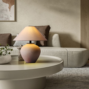 Lámpara de Mesa de Cerámica Japonesa Estilo Wabi-Sabi, Fuente de Luz LED, Garantía de 3 Años, Lámpara Decorativa Zen Minimalista Retro para Casas de Huéspedes - Product Image 4