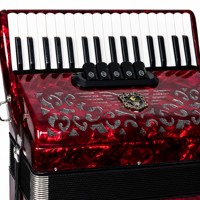 Accordéon 34 touches 60 basses, cadre en érable nacré rouge avec roseau italien, personnalisable OEM