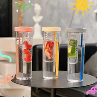 Koreaanse Stijl Plastic Mok Bpa-Vrije Thee Scheiding Infuser Water Fles Drinken Fruit Infusie Water Beker Met Stro