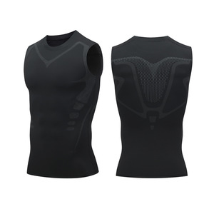 Service OEM Respirant Hommes Shapewear <span class=keywords><strong>Gilet</strong></span> Fitness Extérieur Sans Manches Sport T-shirt Haute Élastique Basketball Compression Shirt - Product Image 5