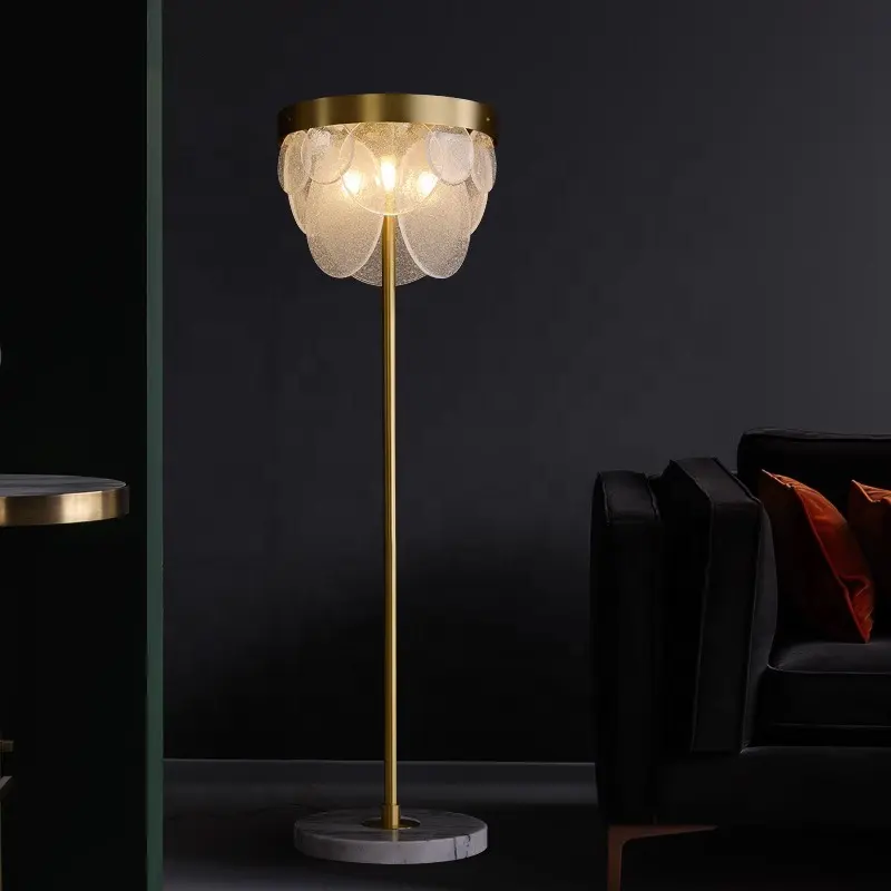 Postmodern light luxury and minimalist bedroom living room lighting artistic glass design brass floor lamp