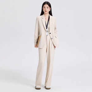 Women's Suit Set Solid Color Polyester Anti-Wrinkle Professional Two-Piece Casual Suit Jacket And Trousers - Product Image 2