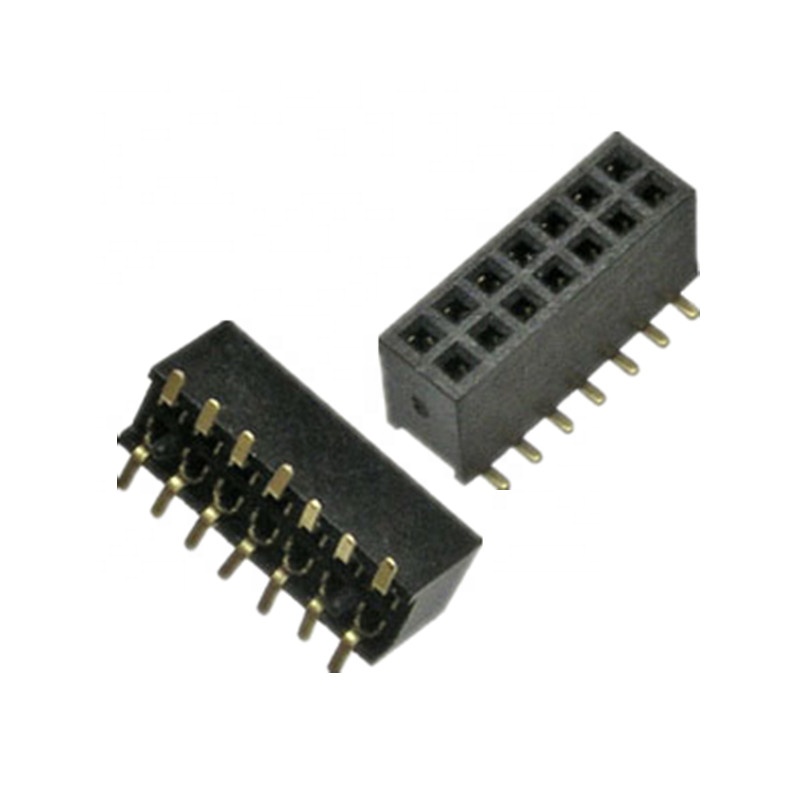 Female Header 1.27MM Pitch Right Angle Thick Gold Plated Male Pin Header through Hole Contact foot 2.54 mm height insulator