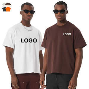 Camiseta de algodón grueso con estampado personalizado, camiseta corta de alta calidad, corte holgado con hombros caídos, estilo streetwear para hombre. - Product Image 1