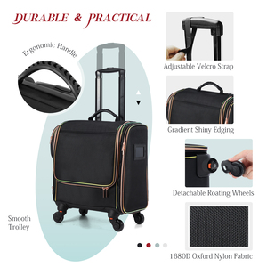 Professional Rolling Makeup Trolley Case Wheeled Travel Cosmetic <b>Storage</b> Organizer <b>Suitcase</b> with 5 Portable Toiletry Bags - Product Image 5