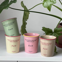 Lelyi coréen Ins forme de tasse en papier rétro avec lettre tasse en céramique mignon macaron tasse à café de couleur contrastante