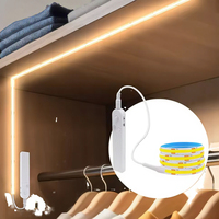 Lampu Strip LED COB 24V Sensor Gerak PIR Konektivitas NFC/Wi-Fi Dapat Diredupkan Desain Fleksibel Kotak Baterai USB untuk Penggunaan Dalam Ruangan