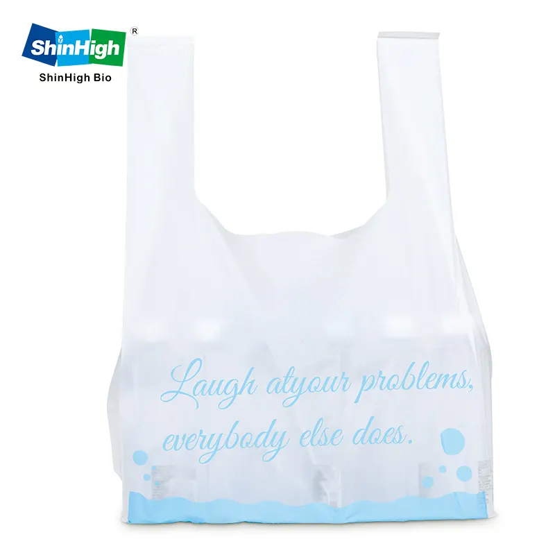 China wholesale biodegradable takeaway plastic vast bag premium biodegradable t-shirt bag for take-out food