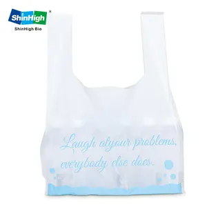 Çin toptan biyobozunur takeaway plastik engin çanta premium biyobozunur t-shirt çanta için take-out gıda