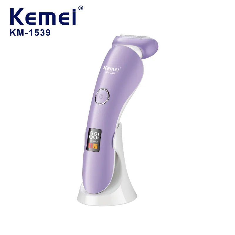 KEMEI km-1539 Women Hair Removal Ladies Shaver Ipx6 Waterproof Rechargeable Lady Razor Facial Nose Eyebrows Body Hair Trimmer