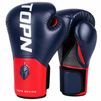 Gants de boxe professionnels TOPN pour adultes en cuir, avec sangle de poignet réglable extensible, fermeture auto-agrippante, soutien du poignet, Muay Thai MMA