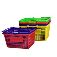 Panier de courses en PP durable de qualité supérieure, capacité 22L, empilable, disponible en rouge/bleu/vert/rose
