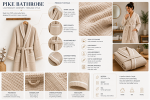 Lightweight 100 Cotton <b>Waffle</b> Weave Hotel <b>Bathrobe</b> Custom Soft Breathable Pike Kimono Robe Wholesale For Spa - Product Image 6
