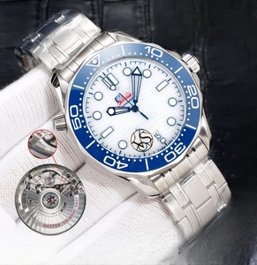 Reloj Deportivo de Buceo Mecánico con Esfera con Patrón de Olas, Bisel Giratorio, Correa de Acero Inoxidable, Movimiento Automático, Reloj de Pulsera para Hombre Omegaes - Product Image 3