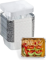 Barquette alimentaire carrée jetable en aluminium avec couvercle en PET, idéale pour les plats à emporter et les barbecues
