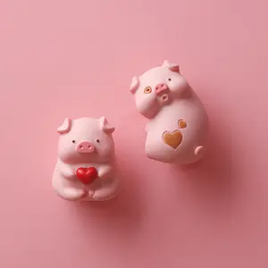 Pink Pig Hug Heart refrigerator magnet 3D stereo resin animal refrigerator magnet sale in korea
