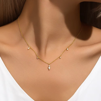 925 argent Sterling goutte d'eau zircone étoile pendentif gland collier ras du cou Mini Style argent bijoux de mode