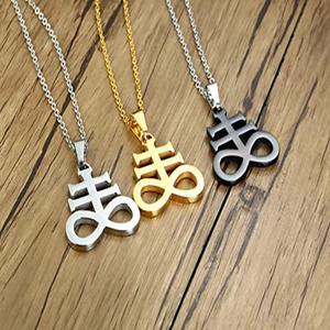 Collier pendentif croix <span class=keywords><strong>de</strong></span> Léviathan satanique en acier inoxydable personnalisé en gros YK, bijoux religieux - Product Image 2