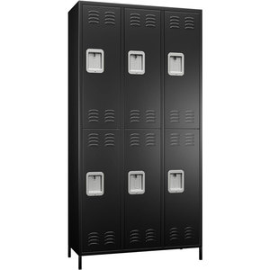 ตู้ล็อกเกอร์เหล็ก 6 ประตูแบบอเมริกัน พร้อมขาตั้ง แข็งแรงทนทาน ผลิตจากเหล็กแผ่นรีดเย็น ขนาดและสีตามสั่ง สำหรับโรงยิม โรงเรียน ห้องเปลี่ยนเสื้อผ้า - Product Image 1
