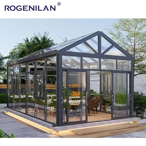 Véranda extérieure Rogenilan à double vitrage en verre trempé, jardin quatre saisons, structure en aluminium autoportante, vérandas inclinées - Product Image 4