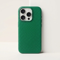 Casing Kulit Pebbled Hijau Ungu untuk 15 Pro, Cetakan Khusus, Tahan Air & Tahan Banting, Desain Mewah, Embossed, untuk Ponsel